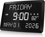 raynic digital clock, 11.5" large display calendar clock, main product view