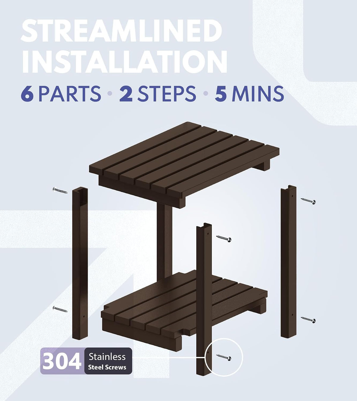 PASAMIC Outdoor Side Table, 2-Tier Storage Patio Side Table, HDPE Adirondack ...
