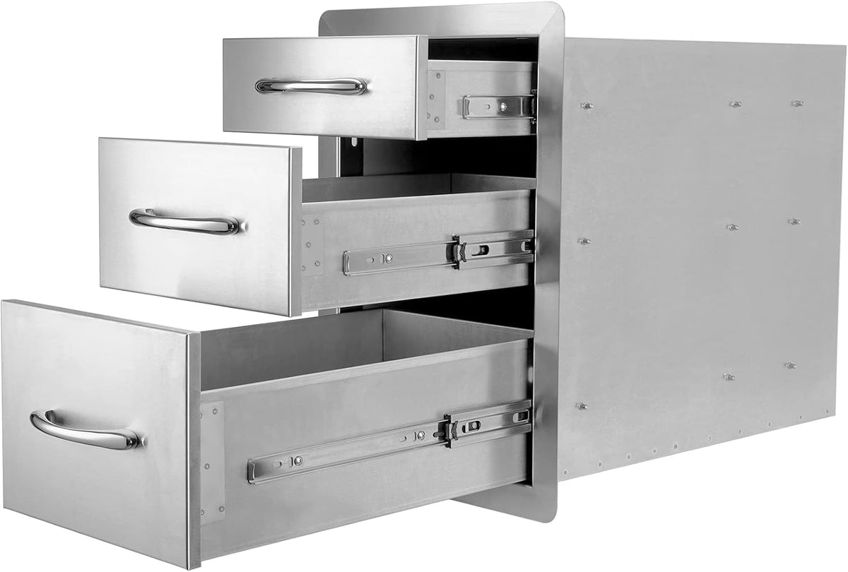 Stanbroil Triple Access Drawers for Outdoor Kitchen, 304 Stainless Steel
