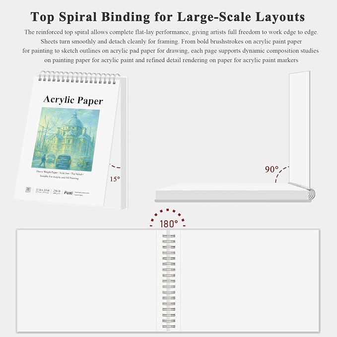 Fuxi Acrylic Paint Book Pad, 11x14 Inch 246lb/400GSM Art Paper - Image 4