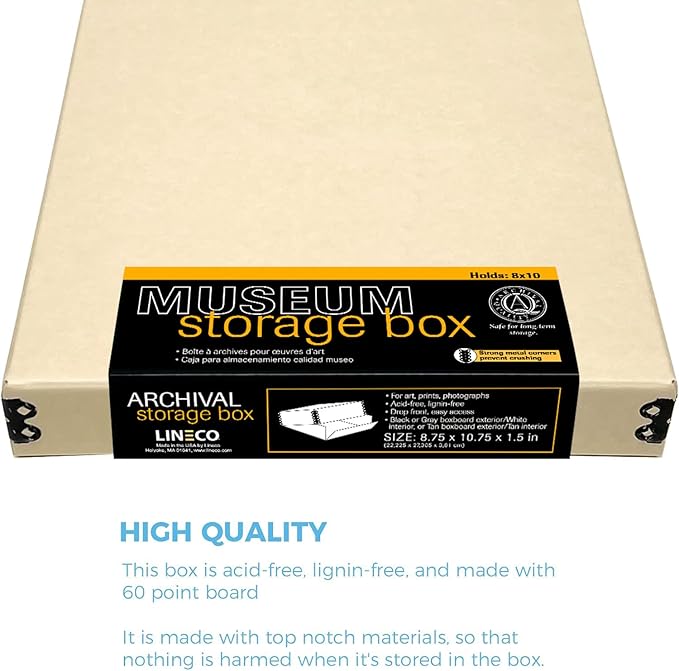 Lineco Museum Storage Box Tan, Archival Boxboard, Drop-Front Design - Image 5