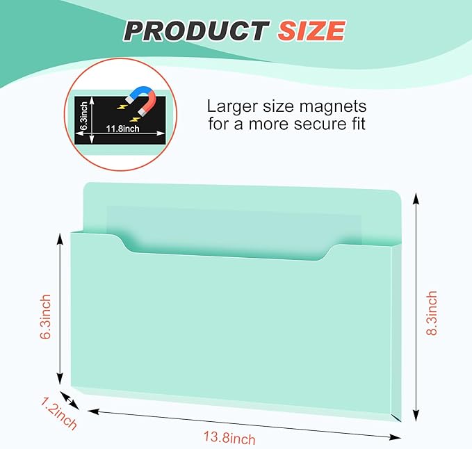 Feifeiya Magnetic Pocket File Holder Large File Folder Organizer Paper Mail - Image 2