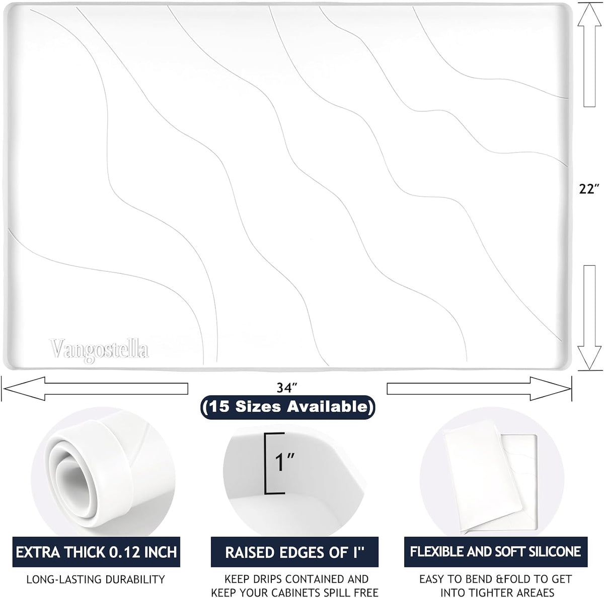 Heavy Duty Silicone Under Sink Mats for Kitchen Waterproof 40" x 19&quot...