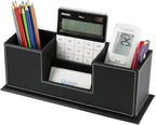 KINGFOM Office Supplies Desk Organizer PU Leather Storage Box 4 Divided - Image 2