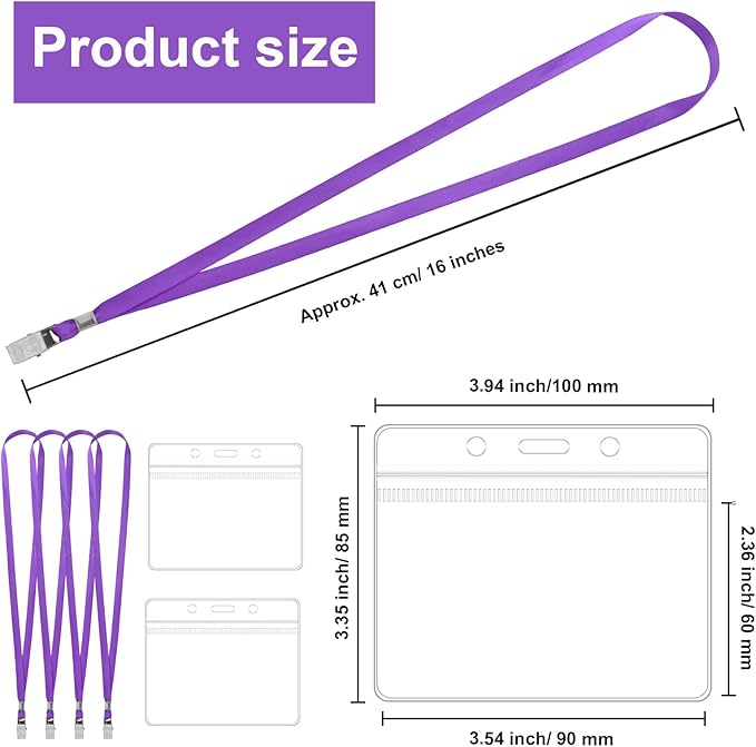 100 Pcs Lanyards for ID Badges and 100 Pcs Clear Name Tag Holders Reusable - Image 2