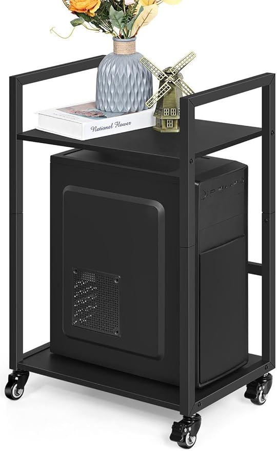 SEHERTIWY 2 Tier Computer Tower Stand, Mobile PC Tower Stand by SEHERTIWY