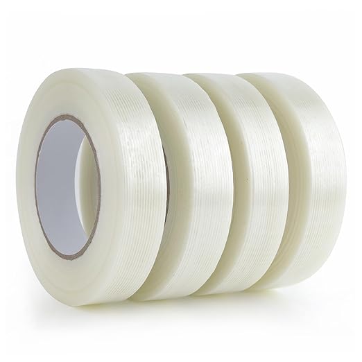 Lichamp Mono Filament Strapping Tape, 4 Roll 1 Inch x 60 Yards 5.9 Mil by Lichamp
