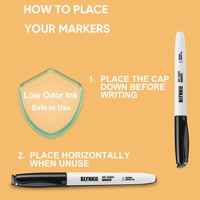Blynkie Dry Erase Markers Bulk Pack of 102 Chisel Tip Black Whiteboard Markers - Image 7