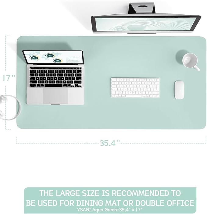 YSAGi Non-Slip Leather Desk Pad L Size, Waterproof Laptop Computer Desk - Image 2