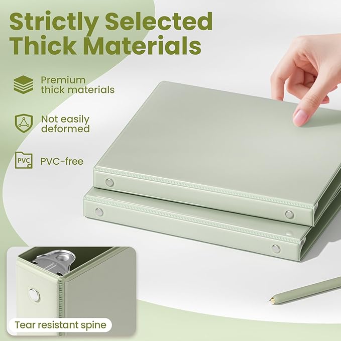 SUNEE 1/2 inch Binder 3 Ring 1 Pack, Sage Green - Image 4