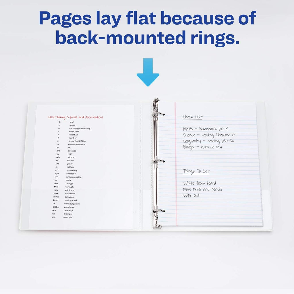 Avery® Durable View 3 Ring Binder, 0.5" Slant Rings, 1 White Binder | For Daily School, Home and Office Use, Clear View Overlays, DuraHinge Tear-Resistant Spine, DuraEdge Split-Resistant Edges