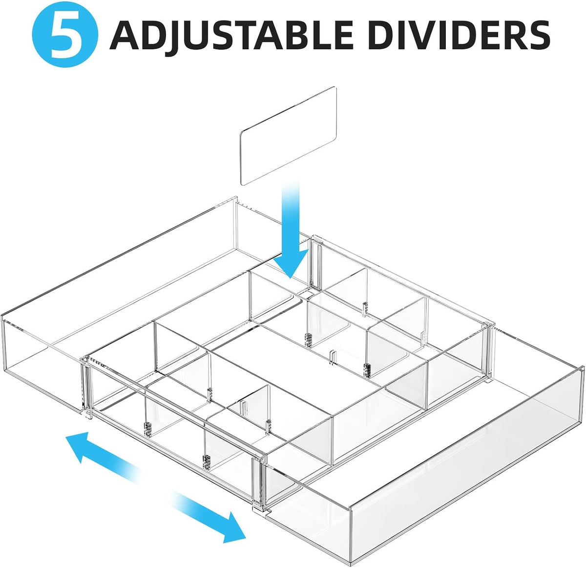 Marbrasse Expandable Desk Drawer Organizer, Clear Plastic Drawer Organizer Tr...