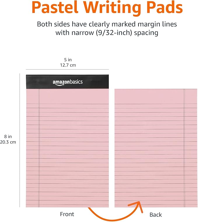Amazon Basics Narrow Ruled 5-Inch by 8-Inch Lined Writing Note Pads - Image 6