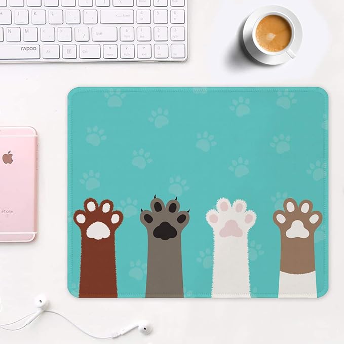 Auhoahsil Mouse Pad, 12 x 10 in Cute Cat Paws Theme Computer Mouse Pad - Image 2