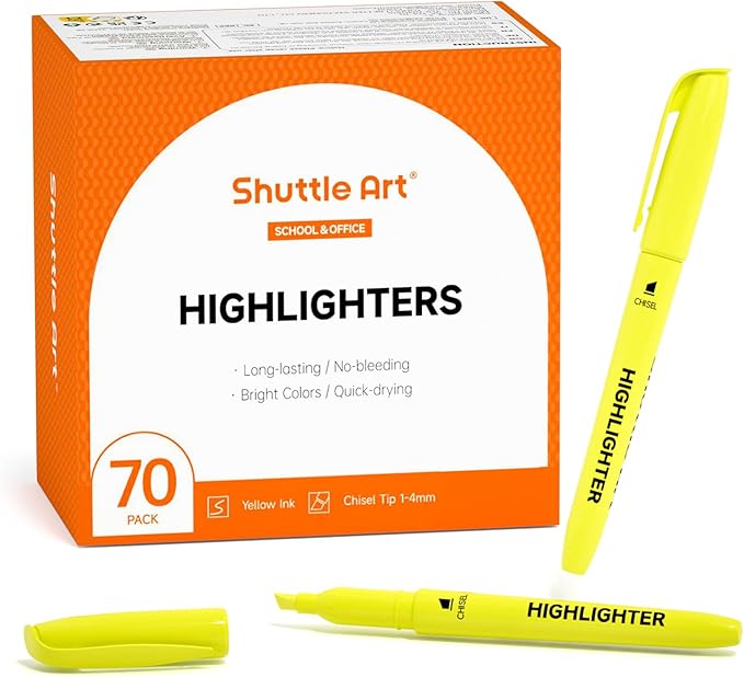 Shuttle Art 70 Pack Highlighters, Highlighter Markers Bulk in Vibrant Color by ShuttleArt