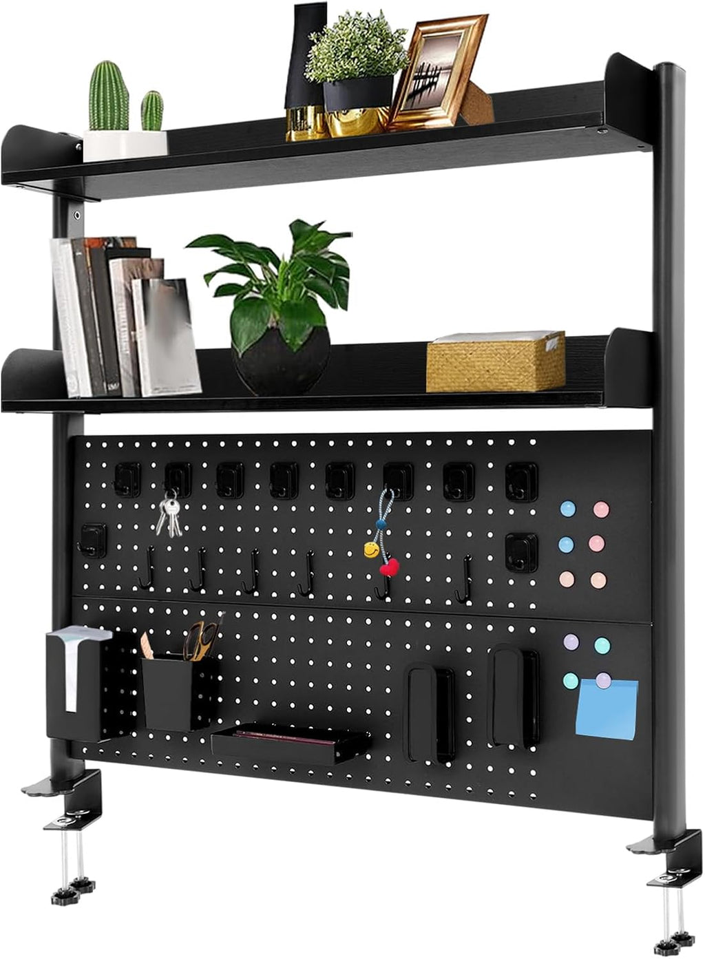 Dlinanta Clamp-On Pegboard Desk Organizer, 2-Tier Clamp On Desk Shelf