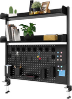 Dlinanta Clamp-On Pegboard Desk Organizer, 2-Tier Clamp On Desk Shelf by Unknown