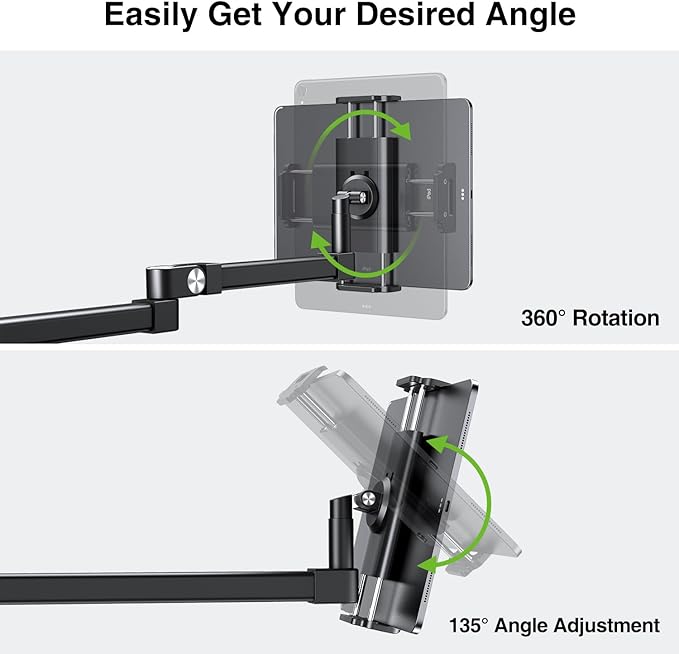 elitehood 28in Long Arm iPad Desk Mount, Heavy Duty Aluminum Tablet Arm Mount - Image 6