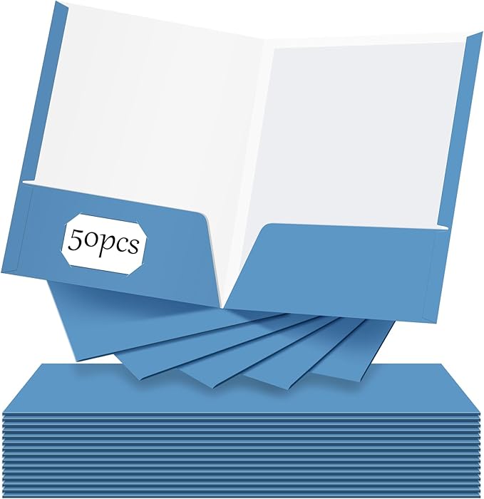 Jutom 50 Pcs 2 Pocket Glossy Paper Folders Glossy Paper Laminated Portfolios by Jutom