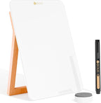 Desktop Glass Whiteboard with Reversible Wood Stand, Small White Board by Yeoux