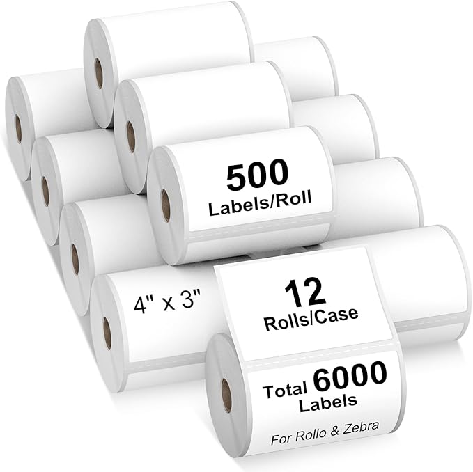 AveneMark 12 Rolls 4" x 3" Direct Thermal Labels by AveneMark