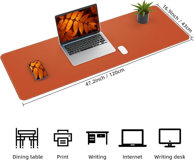 Large Desk Mat -47.2" x 17" Leather Desk Pad Protector - Image 2