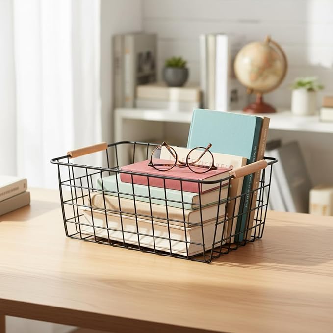 HDYOUDO Metal Black Wire Basket, Food Storage Basket Organizer - Image 3