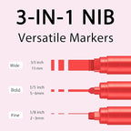 BIGTHUMB 3 Pcs Red Jumbo Permanent Markers: 15mm Wide Tip Thick Acrylic Paint - Image 2