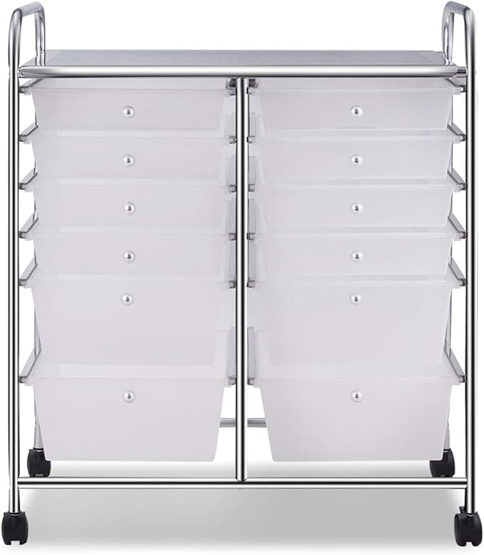 Giantex 12 Drawer Rolling Storage Cart Tools Scrapbook Paper Office School - Image 8