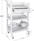 Mobile Medical Trolley Cart Portable 3-Tier Professional Cart 220 Lbs Load - Image 2