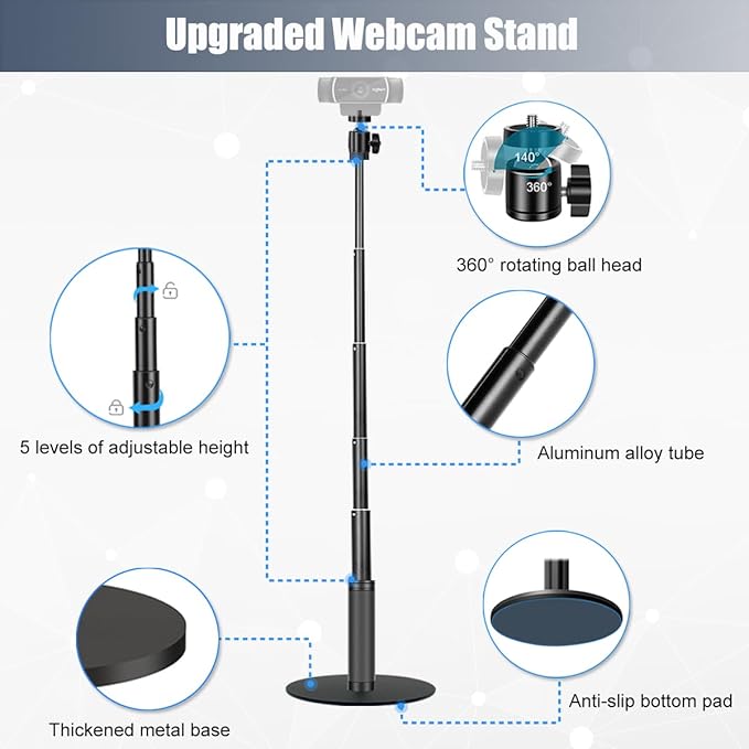JCWINY Webcam Stand, 28 Inch Web Cam Stand - Image 3