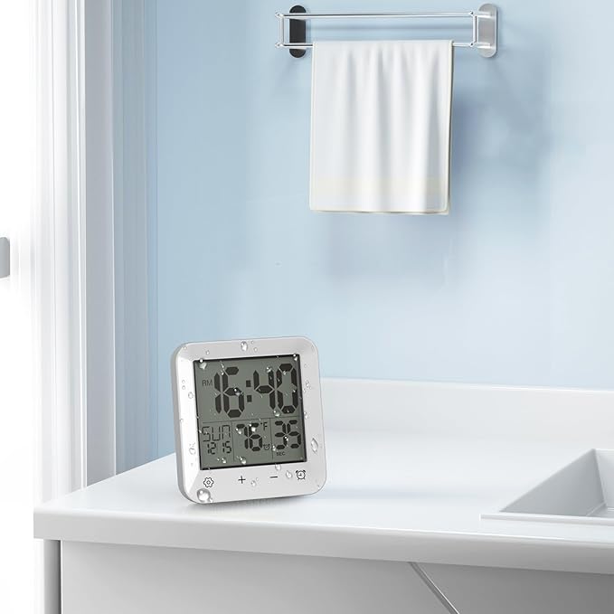 Wisoee Digital Shower Clock Waterproof, Bathroom Wall Clock Timer - Image 8