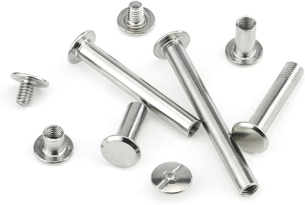 120 Pieces M5 x 5/10/15/25/35/45mm Chicago Screw Binding Screws Posts Assortment Kit for DIY Leather Bookbinding Crafts