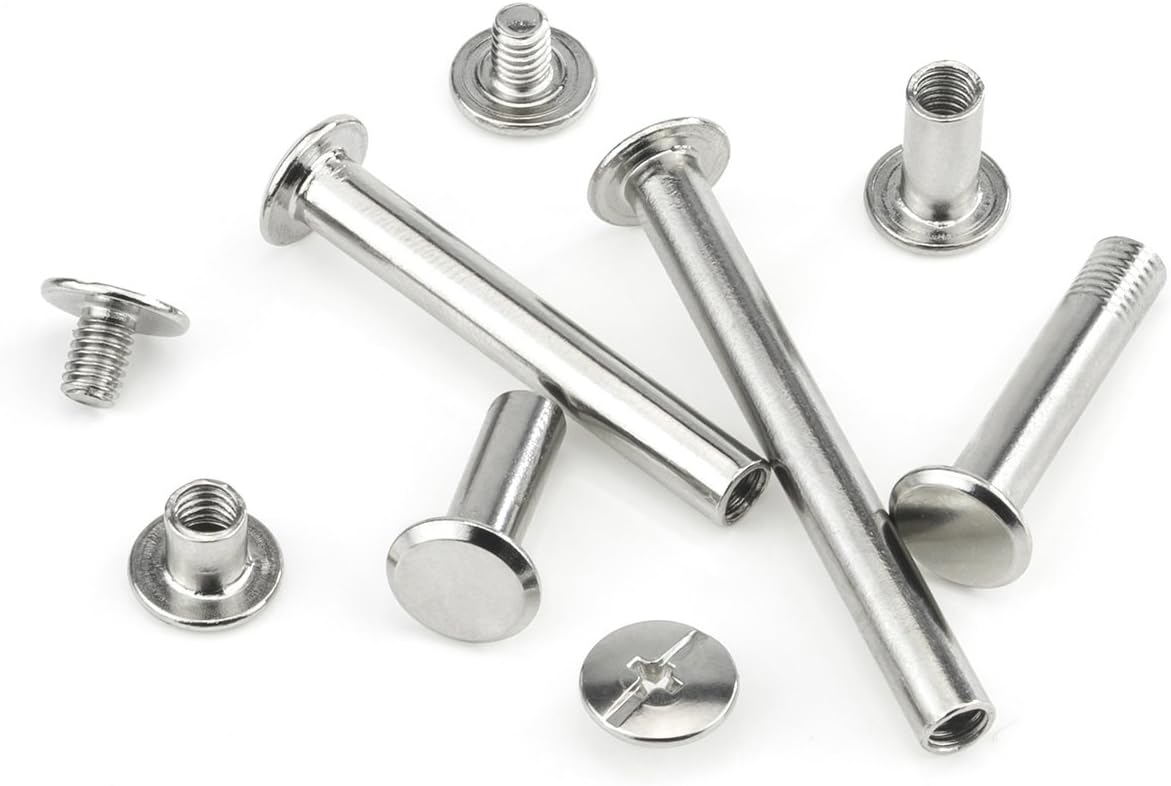 120 Pieces M5 x 5/10/15/25/35/45mm Chicago Screw Binding Screws Posts Assortment Kit for DIY Leather Bookbinding Crafts