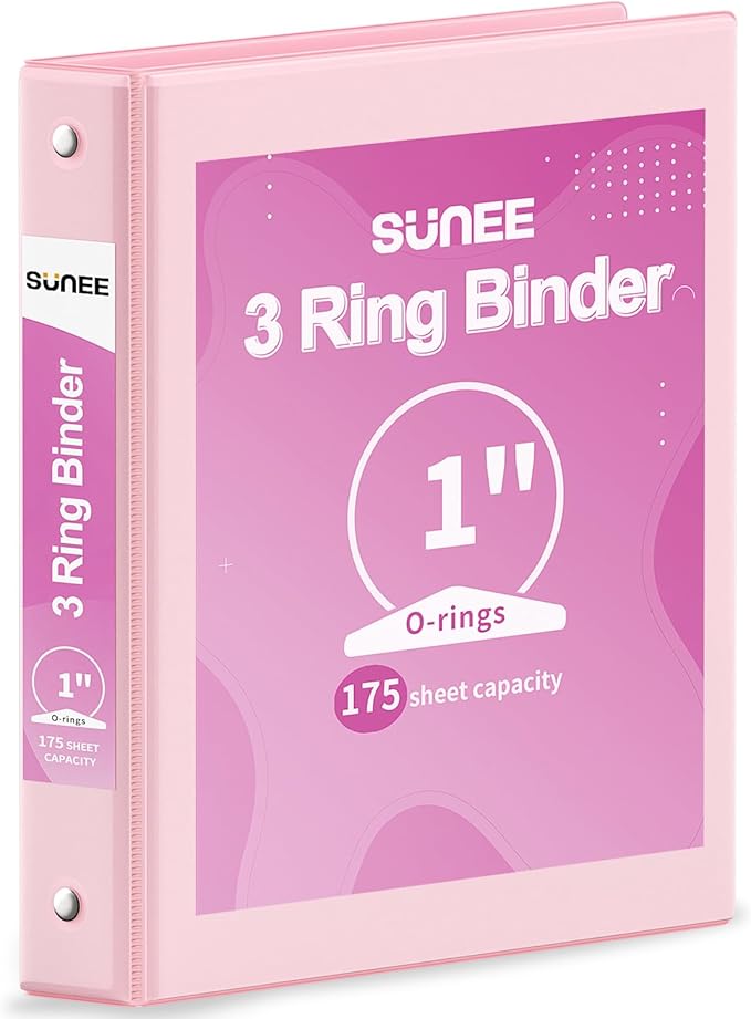 SUNEE Binder 3 Ring 1 Inch 1 Pack by SUNEE