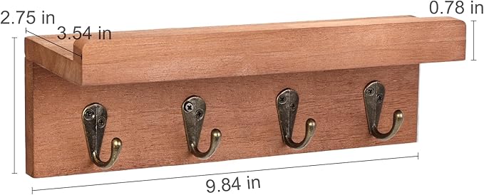 HRONRAD Rustic Key Holder for Wall, Farmhouse Wall Shelf - Image 6
