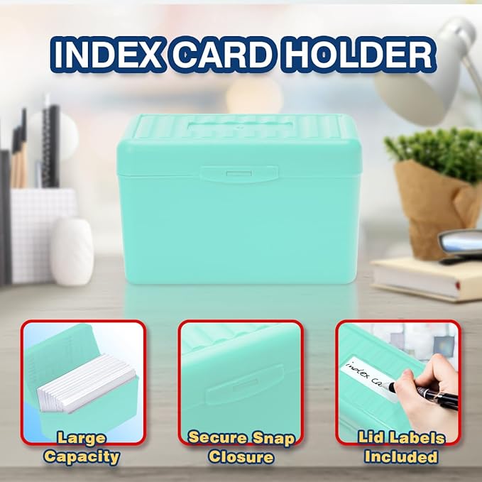 H4D 3x5 Index Card Holder with 100 Heavyweight Ruled Index Cards and 25 Plastic - Image 3