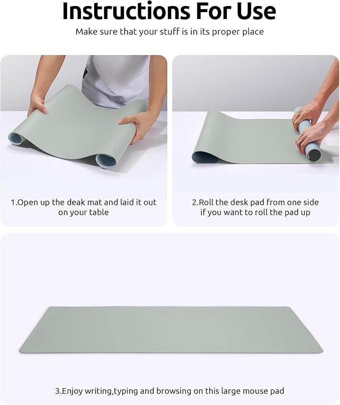 YSAGi Leather Desk Protector, Office Mat, Large Mouse Mat, Non-Slip PU Leather - Image 9