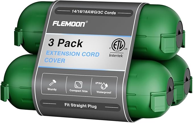 Flemoon Outdoor Extension Cord Safety Cover, IPX4 Weatherproof Electrical Box by FLEMOON