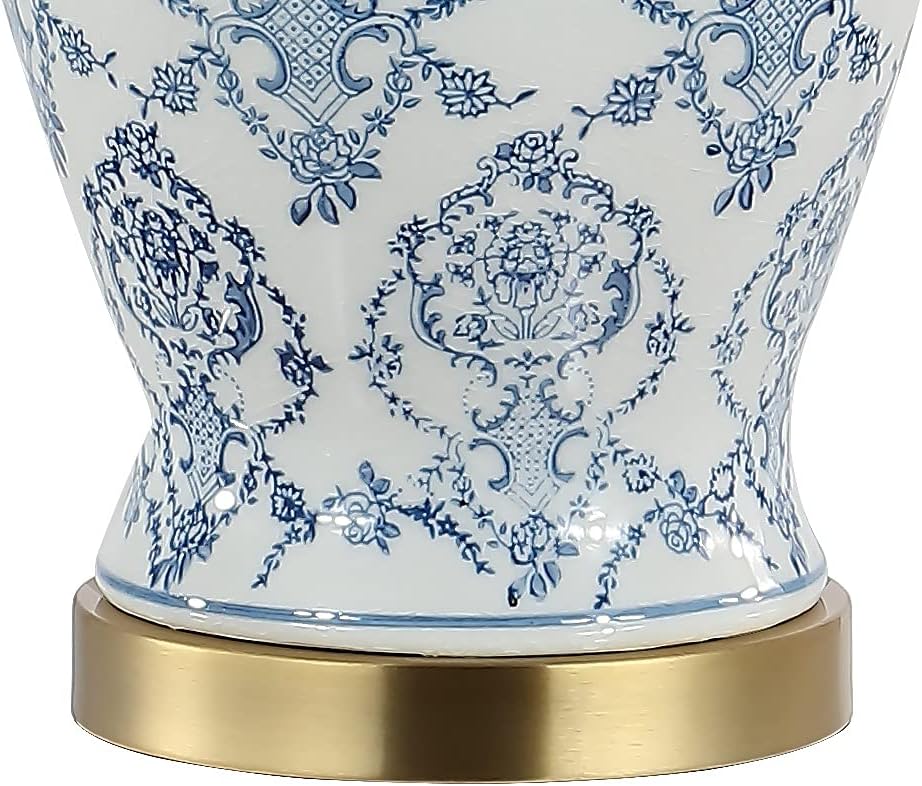 JONATHAN Y Juliana Chinoiserie Ceramic Urn Table Lamp 22.25", Blue/White
