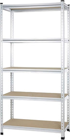 Amazon Basics Double Post Press Board 5 Tier Shelf 36 x 18 x 72, Aluminum | by AmazonBasics