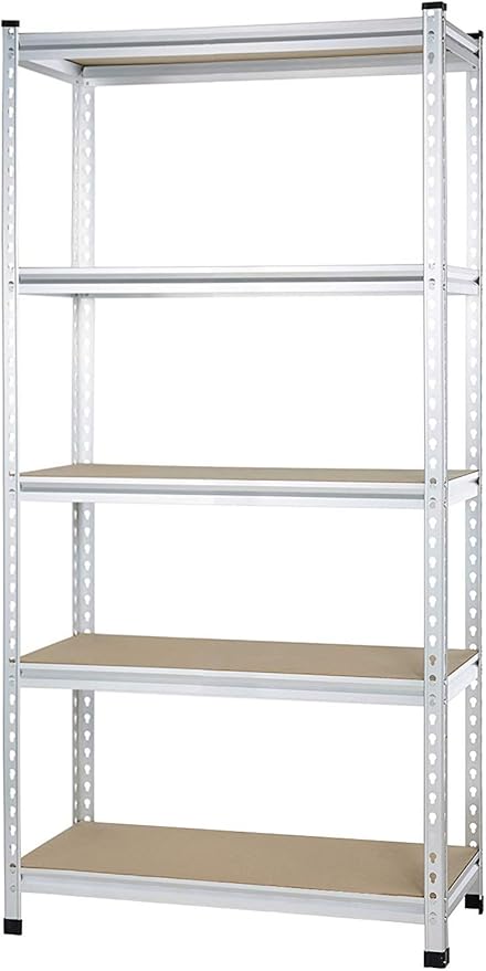 Amazon Basics Double Post Press Board 5 Tier Shelf 36 x 18 x 72, Aluminum | by AmazonBasics