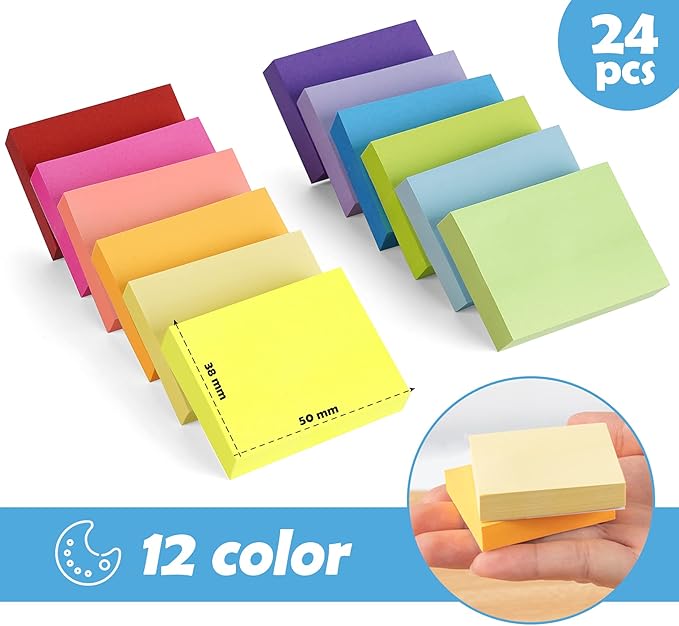 Agoer 2400 pcs Small Sticky Notes, 2 x 1.5 Colored Notes Pads, 24 Pack Bright - Image 3