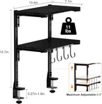 AUATRONNE Clamp-on Desk Shelf, 13 inch Above or Below Desk 2-Tier Shelving - Image 3