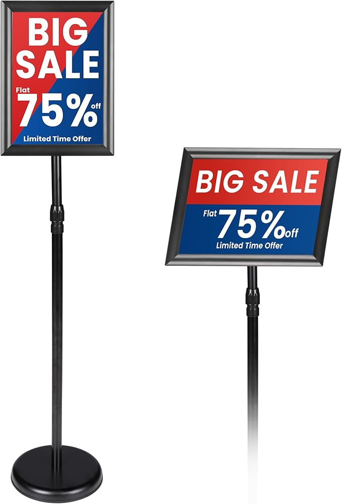 Banzoni Standing Sign Holder | Adjustable Pedestal Signage Stand by Unknown