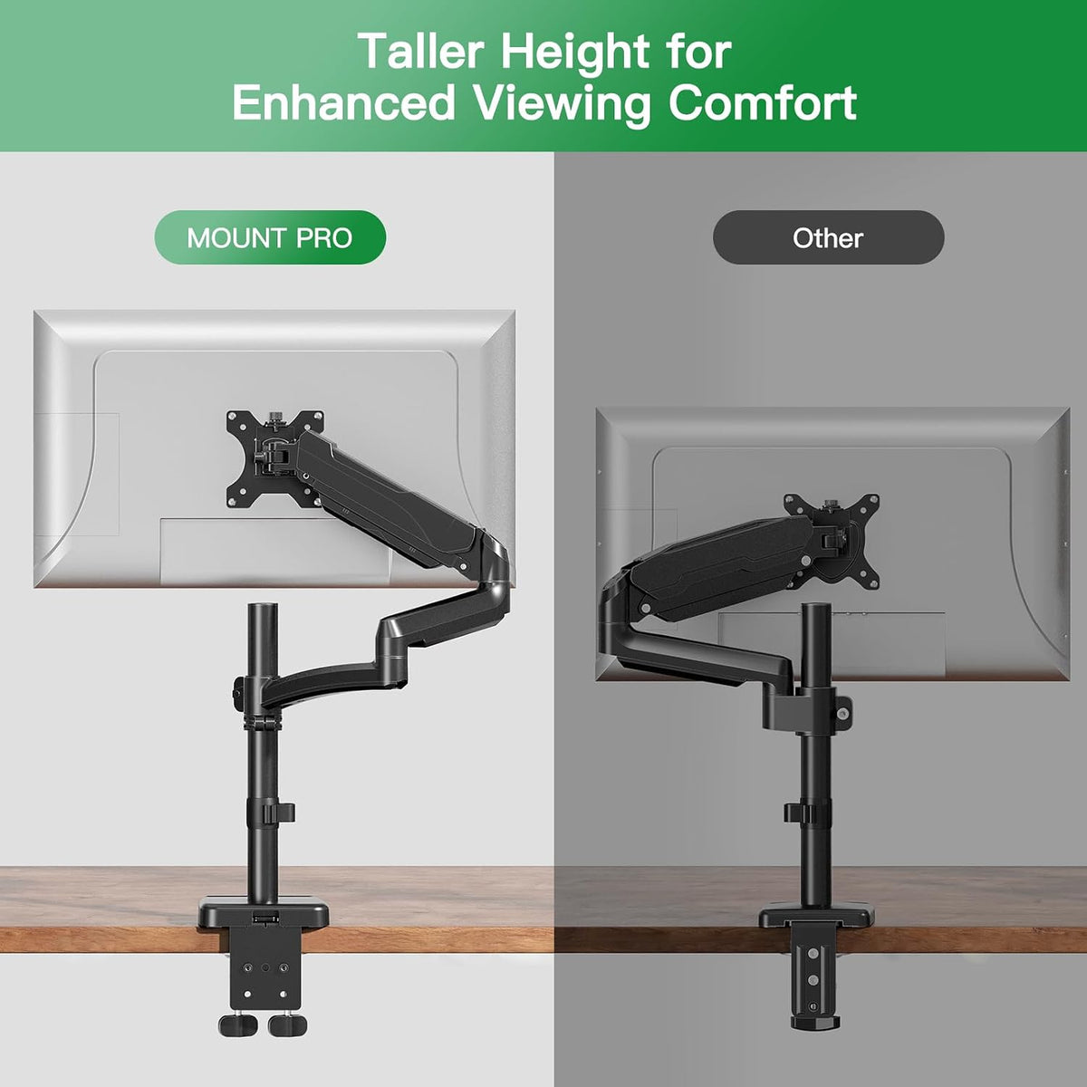 MOUNT PRO Single Long Monitor Arm, 13 to 32 inch Computer Monitor Desk Mount,...
