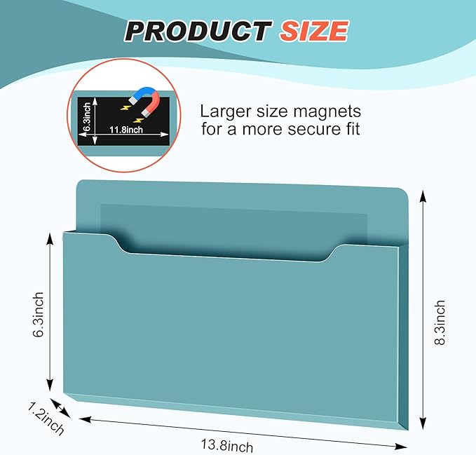 Feifeiya Magnetic Pocket File Holder Large File Folder Organizer Paper Mail - Image 2