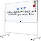Mobile Magnet Whiteboard with Stand 60x36 Double-Sided Dry Erase Board with by Unknown
