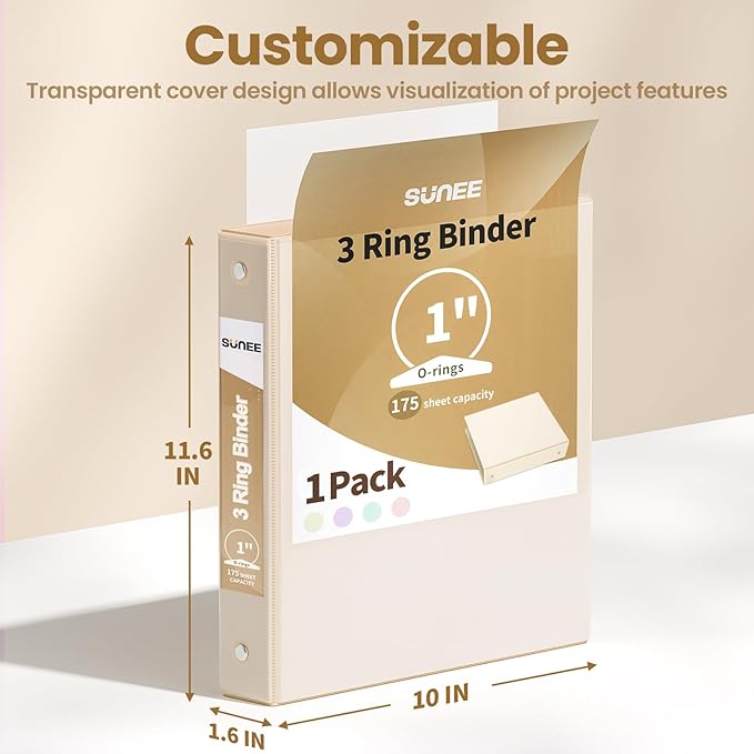 SUNEE 3 Ring Binder 1 Inch 1 Pack - Image 7