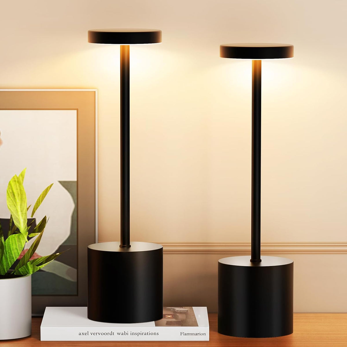 Cordless Table Lamp Set of 2, 5000mAh Rechargeable Lamp with Touch Control &a...